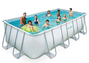 Summer Waves Rectangular Metal Frame Swimming Pool Package